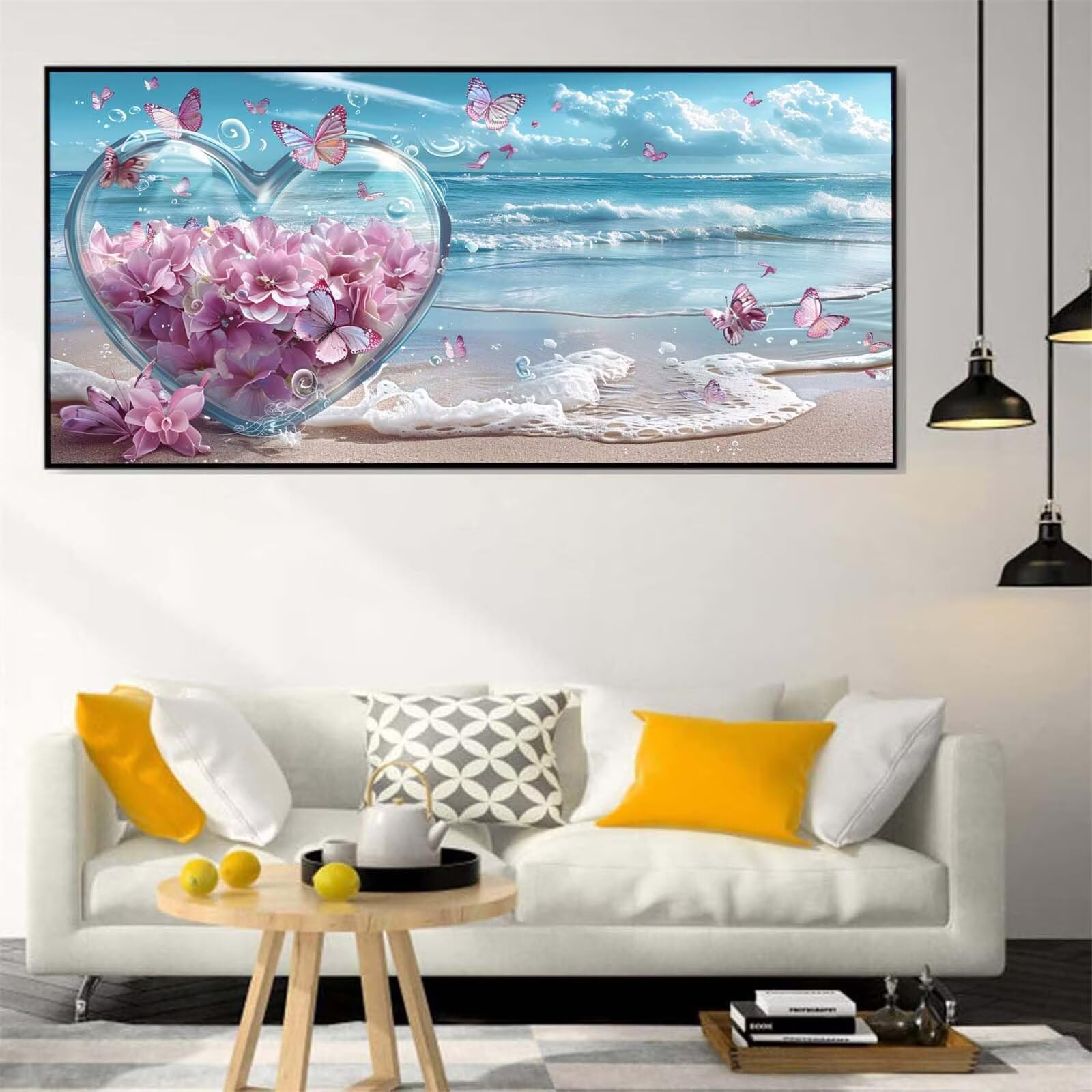 5D Diamentowe Malarstwo Pełny Zestaw Plaży, Diamentowe Malarstwo Motyl Diamentowe Sztuka Rzemiosła Dorośli Prezent Dzieci, DIY Haft Krzyżowy Haft Obraz Diamentowy Do Dekoracji Domu 80x160cm L-548
