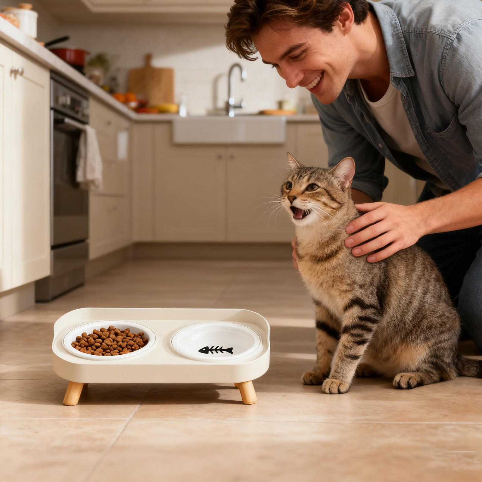Ciotole Per Cani Rialzate - Per Cibo Per Gatti Stazione Di Alimentazione Per Cani | Mangiatoia Per Acqua Antiscivolo In Ceramica Per Cuccioli Di Di Piccola Taglia Per Animali Domestici