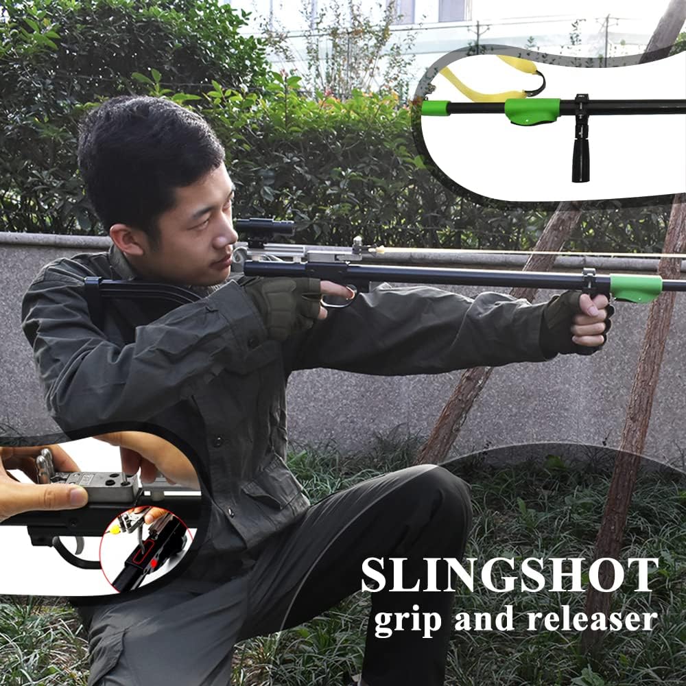 slingshots for Adults, Professional Slingshot Rifle for Hunting Telescopic Rod Laser Slingshot with 5 Replacement Bands, high Power Slingshot Catapult for Competition Practice