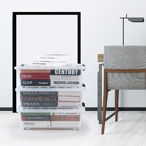 Miniatura 6 de Contenedores de almacenamiento de plástico de 20 cuartos de galón debajo de la cama, paquete de 4 cajas de almacenamiento transparentes debajo de la