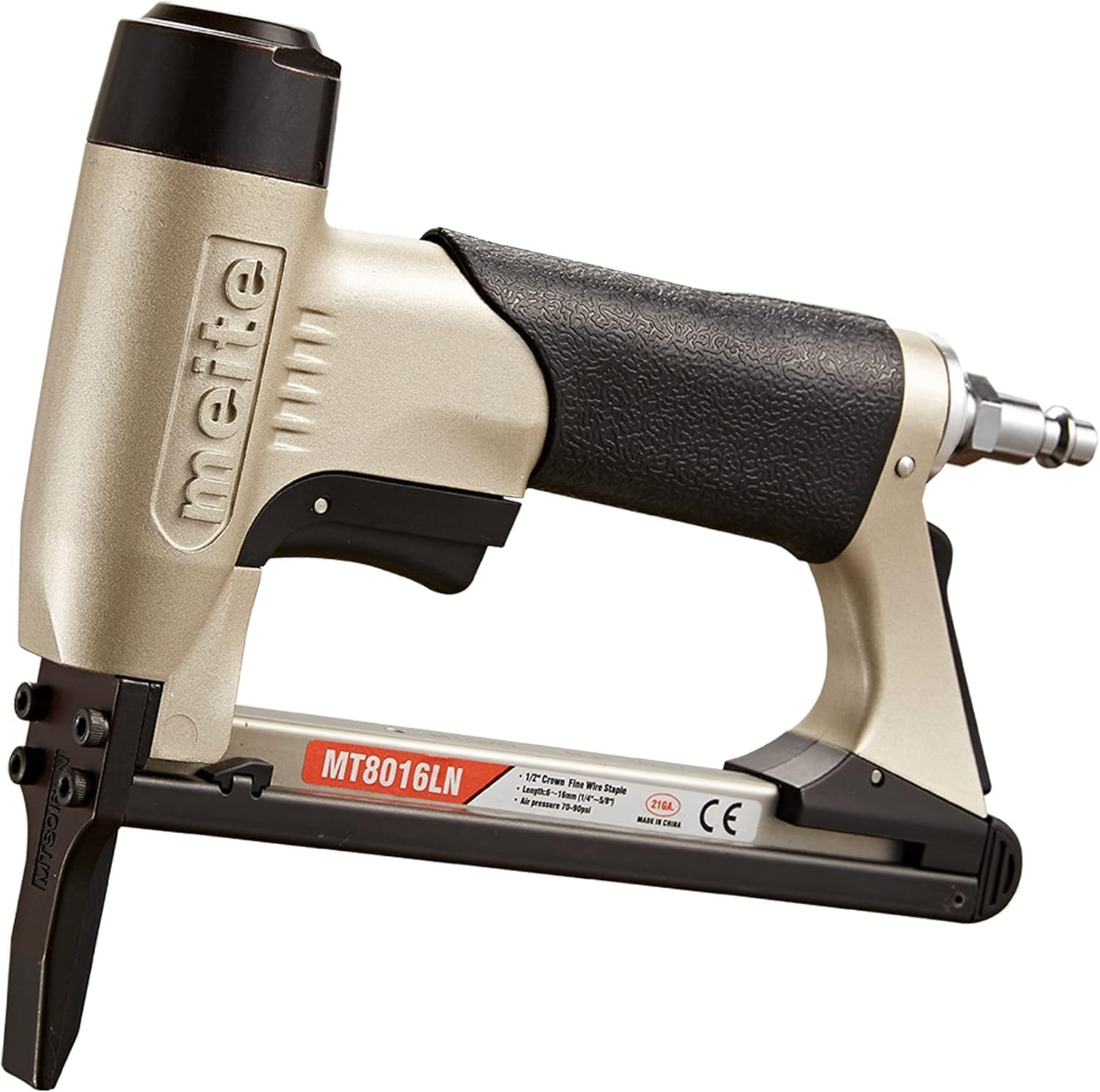 meite MT8016LN Graffettatrice Pneumatica a Naso Lungo, Sparachiodi ad Aria Compressa per Tappezzeria e Lavorazione del Legno, 21GA Tipo 80, Graffette 6–16 mm per Falegnameria e Fai da Te