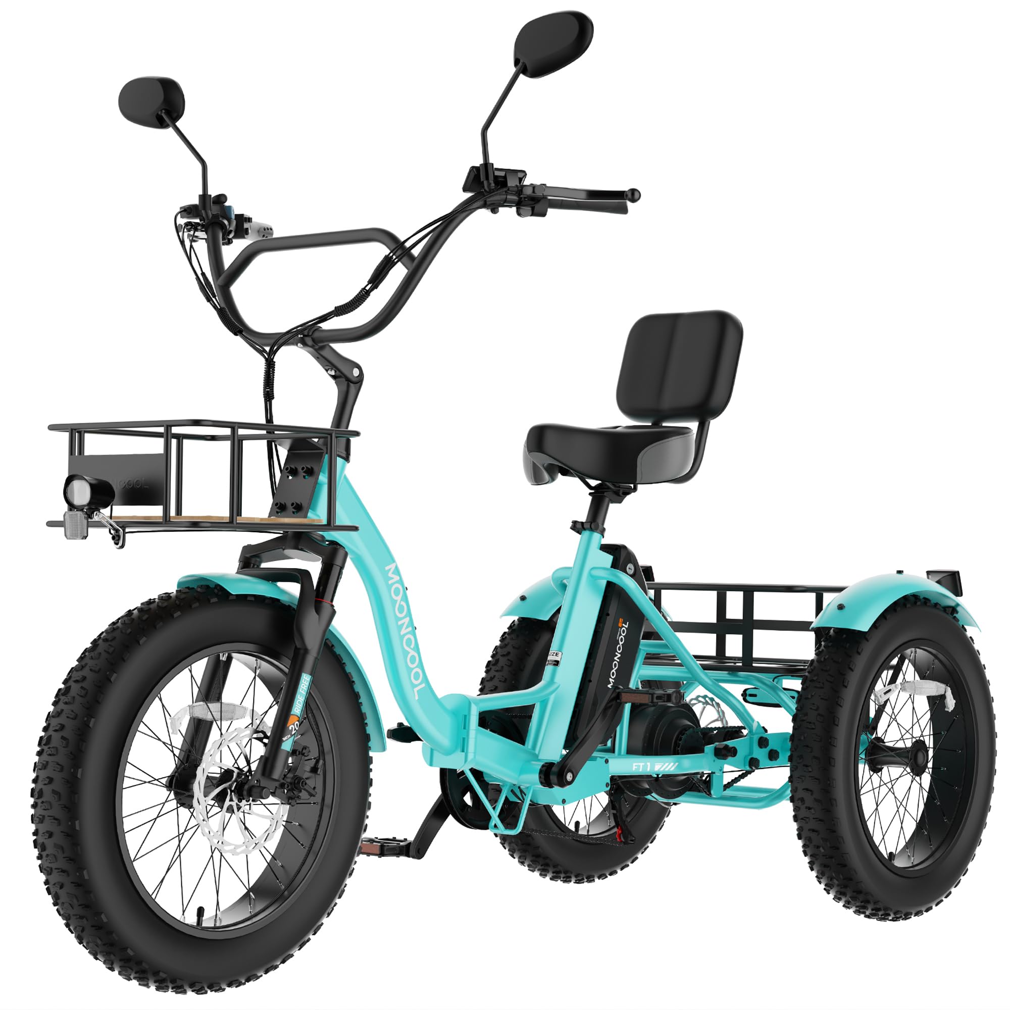 MOONCOOL Electric Tricycle for Adults, Fat Tire Folding Electric Trike