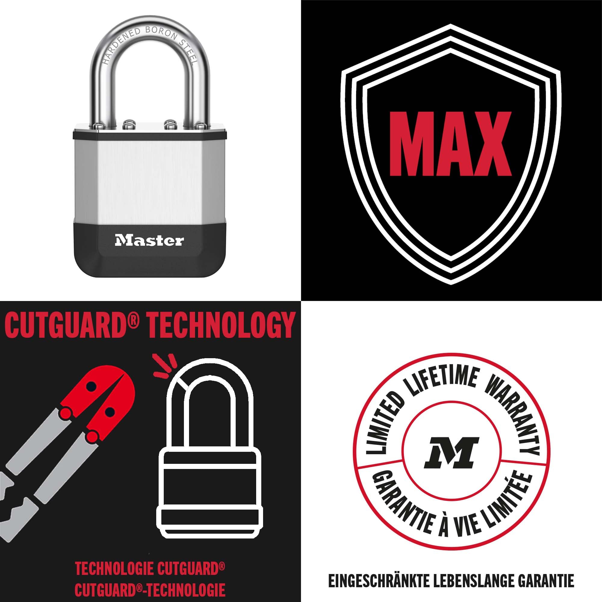 Master Lock Elite™ 45 mm kłódka, pałąk 25 mm (Opak. 3)