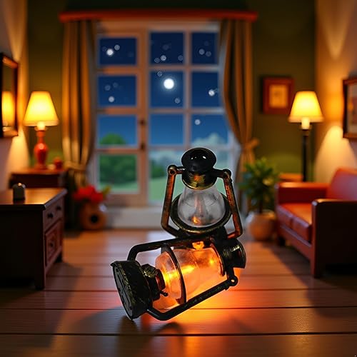 Miniatura 8 de 1 lámpara en miniatura para casa de muñecas, linterna de aceite retro en miniatura, accesorios para casa de muñecas, adornos de escena, casa de