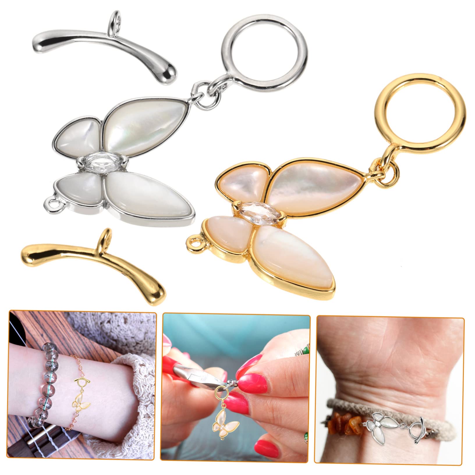 VILLCASE 8 Stk Ot-taste Knebelverschluss T-bar-anschlüsse Kniehebelkettenverlängerer Halsketten-verbindungsverschluss Armband Endverschluss Perlenarmbänder Schmuck Legierung 14k