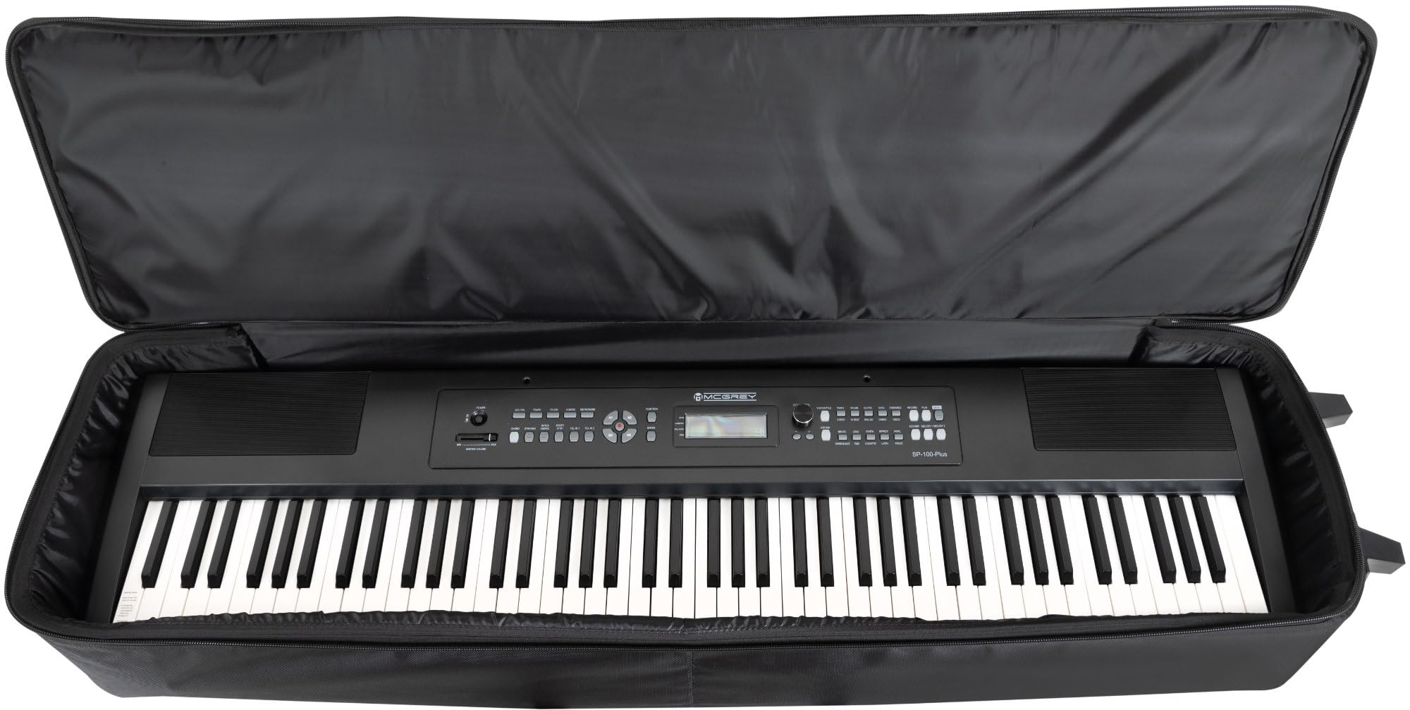 McGrey KBT-3222-88 Keyboardtrolley, Maniglia con chiusura a strappo | Valigia leggera con ruote per pianoforti con 88 tasti, Materiale idrorepellente, protegge da umidità e polvere, Peso: 3 kg