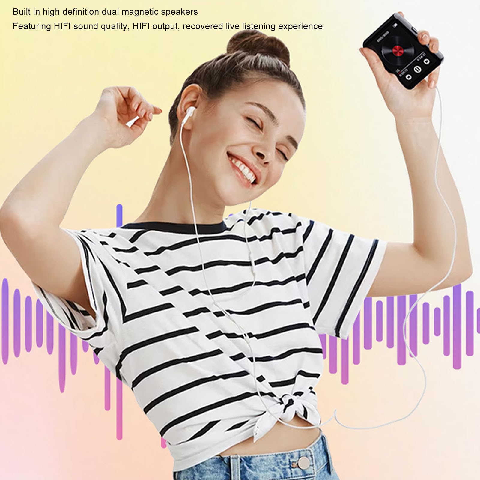 Cocoarm 64GB Baladeur MP3 avec Écran Tactile, Haut-Parleur HiFi 2,4in