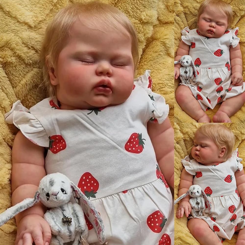 RXDOLL Realistische Reborn-Kleinkind-Puppen, 61 cm, große Größe, schlafende Reborn-Babypuppen, Stoff-Körper, lebensecht wie eine Babypuppe, die echt aussieht, Kleinkind, Baby, Mädchen