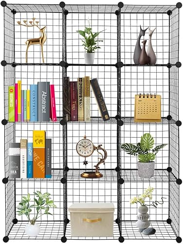Miniatura 1 de Karl home Organizador de almacenamiento de cubos de alambre de 12 cubos armario modular apilable portátil estantería de plástico para dormitorio