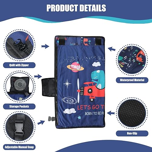 Miniatura 4 de Cama de avión para niños con edredón, extensor de asiento esencial de viaje seguro y acogedor para bebés, avión imprescindible para niños pequeños