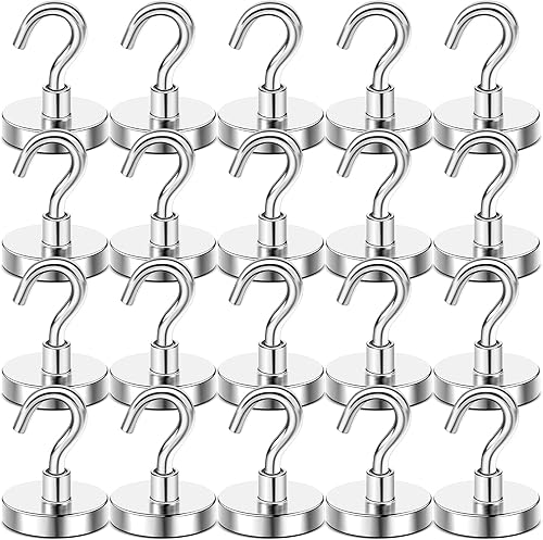 Vista 108 de Diymag Ganchos magnéticos, resisten 80 lb, 20 unidades, neodimio de tierras raras fuertes para colgar, colgador magnético para cortina, hogar, Negro