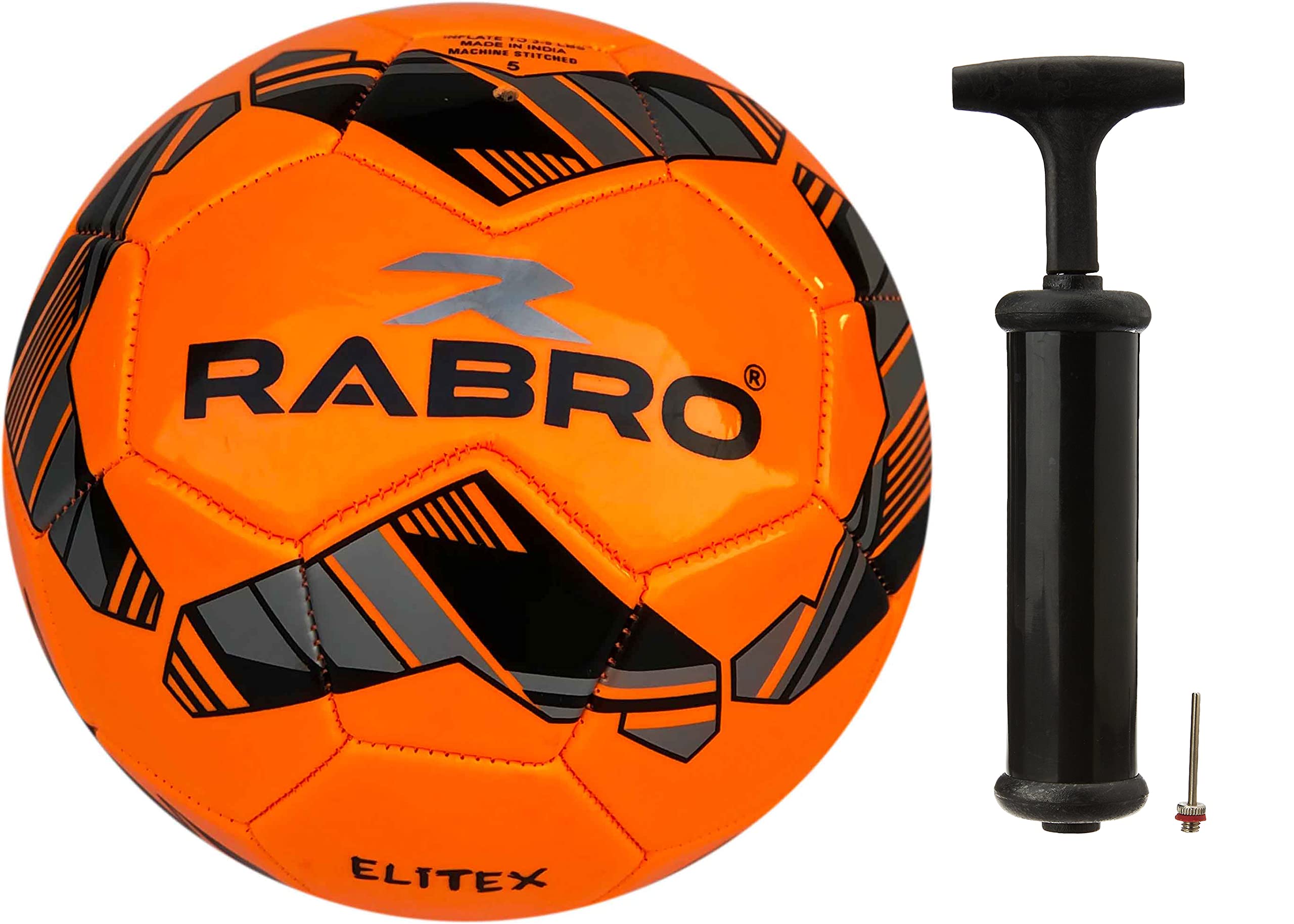 Rabro Football, Elitex PVC Football/Recreational Ball/Soccer Ball/Match Ball with Free Air Pump (Size 5, Orange with Pump) (B0B42S5R72) Amazon Price History, Amazon Price Tracker