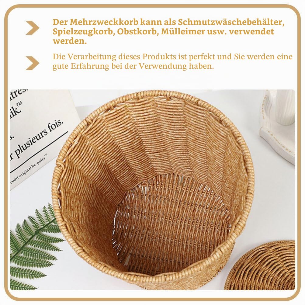 Zerodeko Rattan Korb Mit Deckel – Vielseitiger Wäschekorb Und Aufbewahrungskorb Für Schlafzimmer Wohnzimmer Und Bad – Geflochtener Mülleimer Für Schmutzwäsche Und Kleinigkeiten 11.42X9.25X7.87In