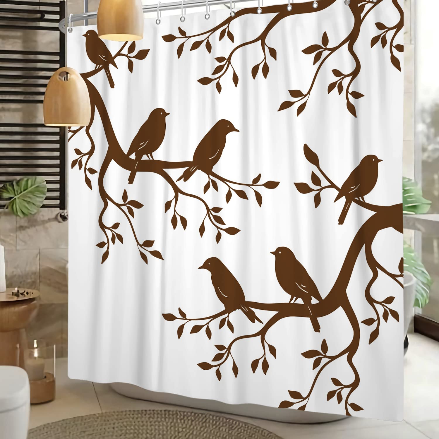 RosieLily Hirsch-Duschvorhang – Wald-Design, Wasserdicht, 183x183 Cm, Inkl. 12 Haken, Rustikaler Stil