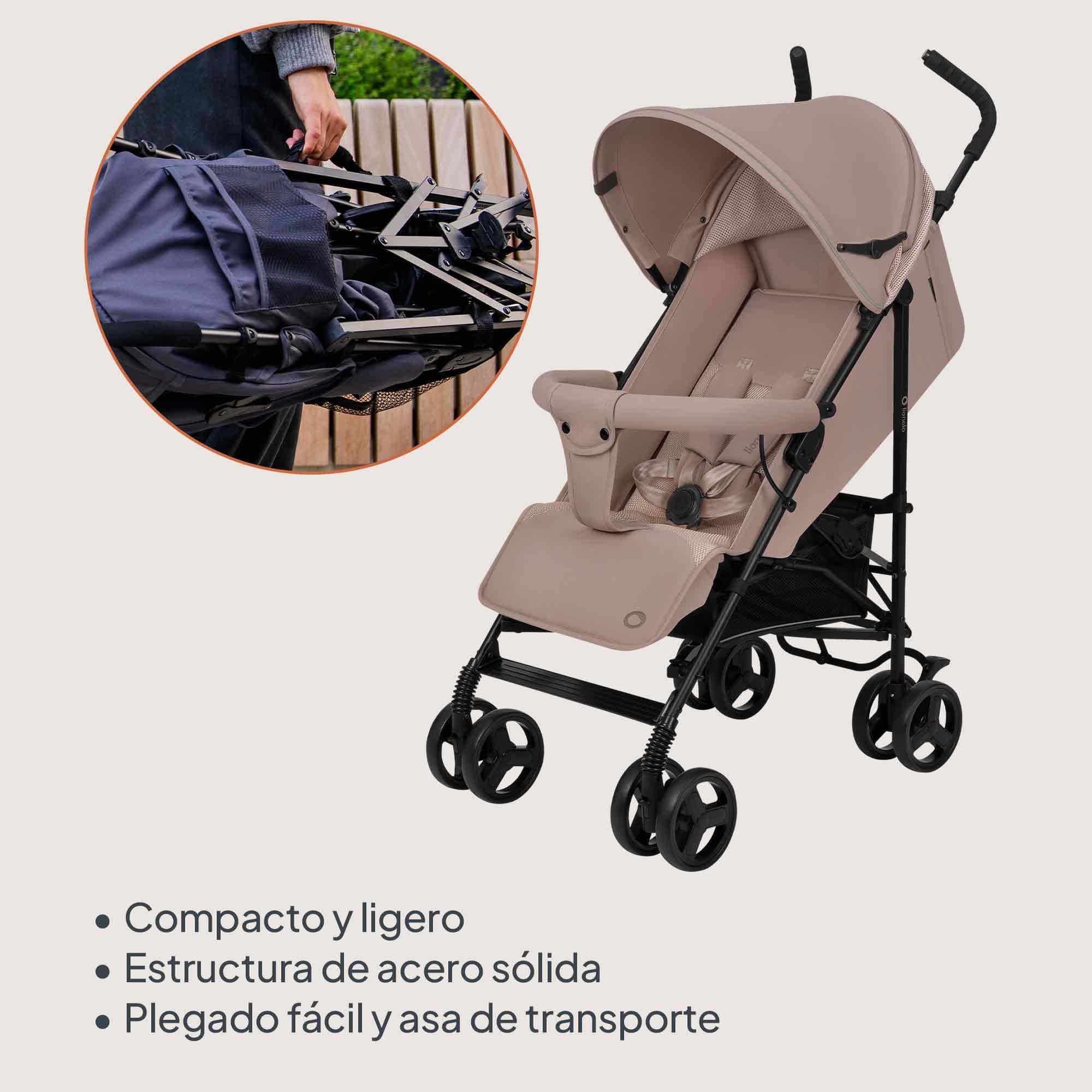 LIONELO Silla de Paseo Ligera Elia para Bebés hasta 15 kg, Carrito de Bebé Plegable con Asiento Reclinable, Capota XXL, de 6 a 36 Meses