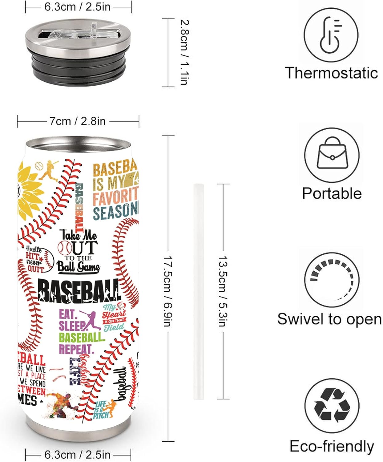 Baseball Tumbler Cup 17oz Stainless Steel Insulated Travel Mug Tumblers Cup Baseball Gift for Women Men Mom Gifts for Birthday Christmas - Image 3