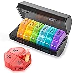 Weekly Pill Organizer 4 Times a Day, Large Pill Box 7 Day Daily Pill Case with 28 Extra Large Compartments Portable Travel Pill Container Big Medicine Organizer for Supplement Vitamin (Rainbow)