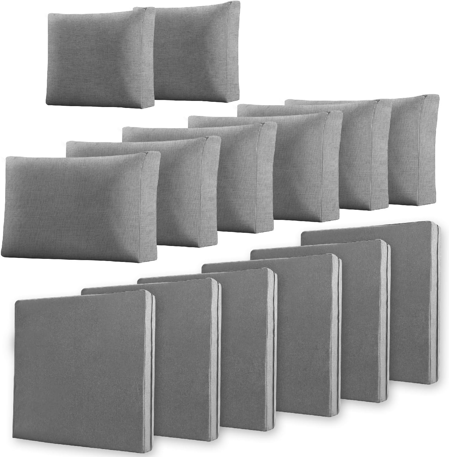 14-Piece Olefin Outdoor Cushion Covers - Waterproof UV Fade Resistant, Zipper Machine Washable, Beige 25.6"x25.6" Slipcovers for Patio Wicker Sectional Furniture (Covers Only)