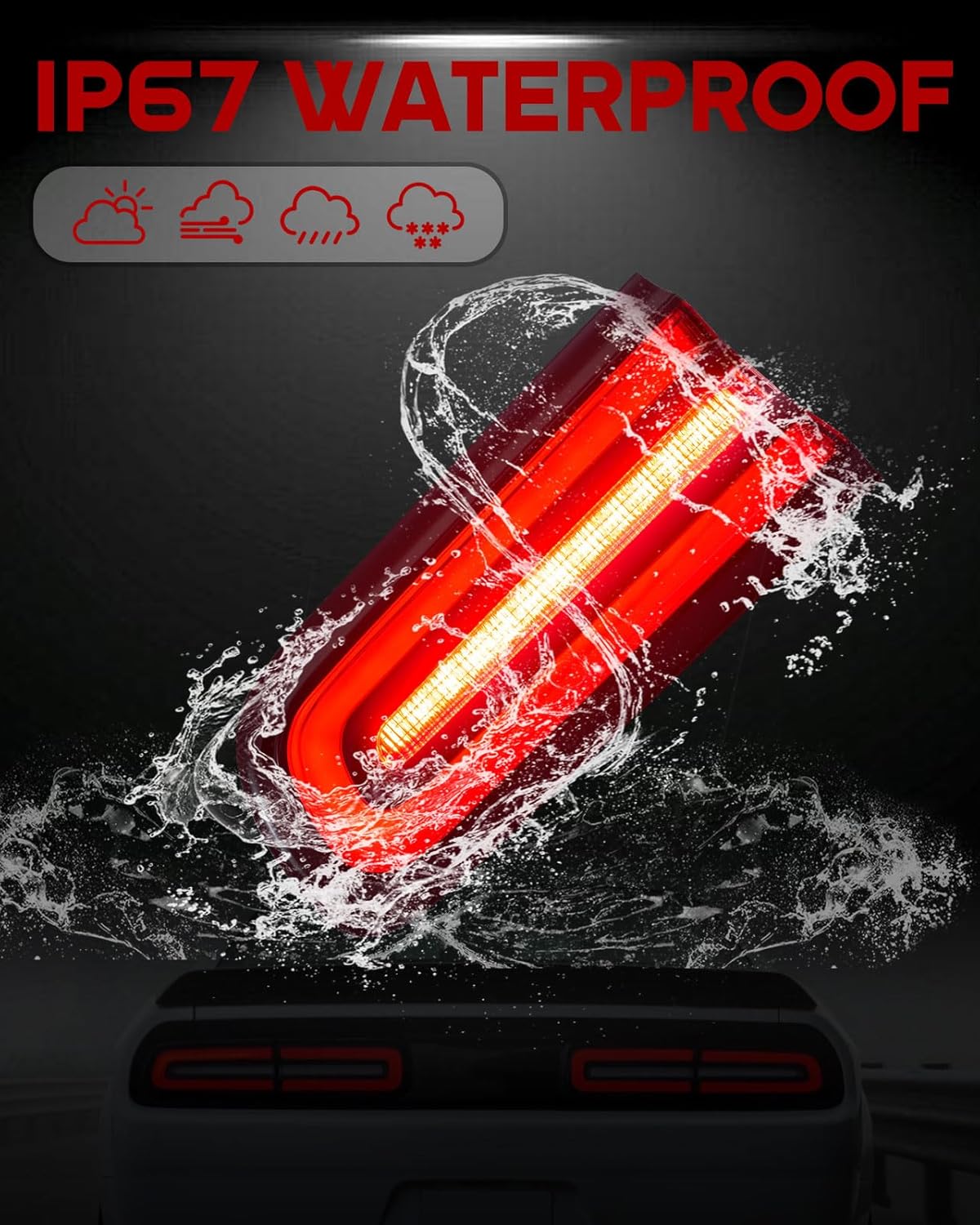 LED Tail Light for Dodge Challenger 2015-2023 Accessories, Rear Taillight Stop Brake Lamp Assembly Right Side OEM#68403954AA CH2801207