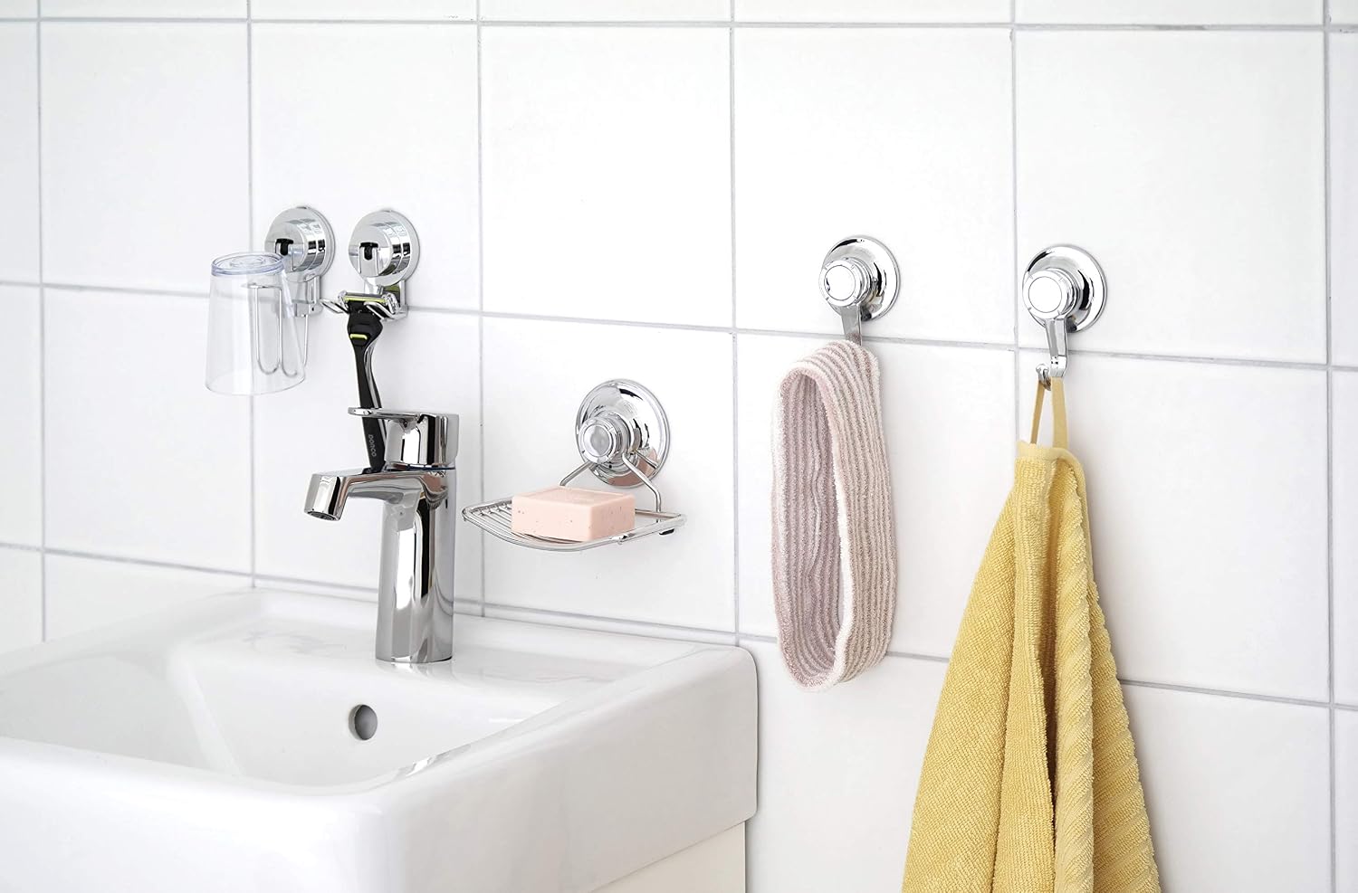 Suction Cup Hooks (4Pack) - Powerful Vacuum Suction Cup Hooks Heavy Duty Organizer for Kitchen, Bathroom, Restroom, Shower, RV Up to 4 LBS (4) (4)