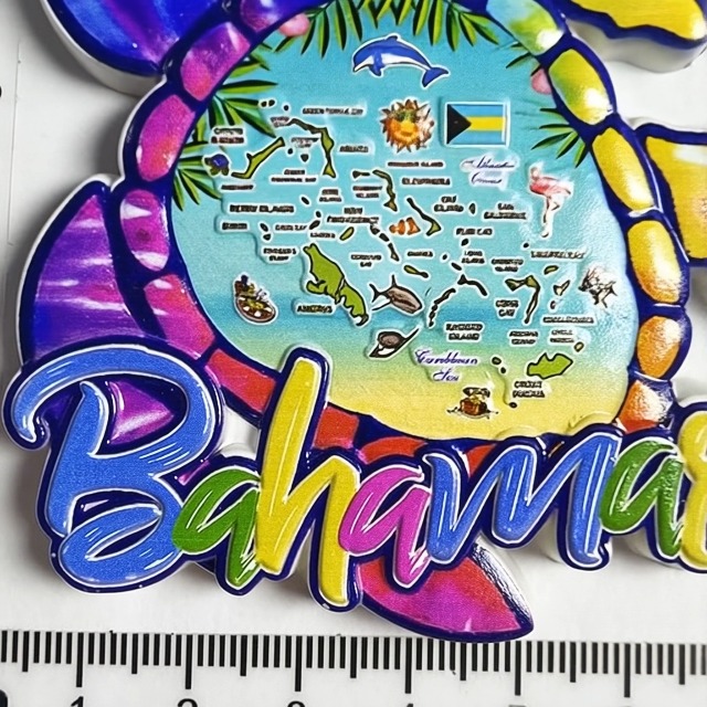 Imán decorativo tortuga mar Bahama 3.5 pulgadas miniatura 6