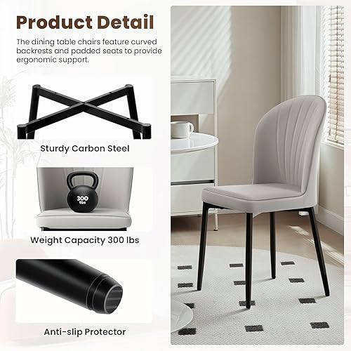 Miniatura 4 de Lamberia Juego de 2-4 sillas de comedor, sillas de tela resistentes a los arañazos, modernas de mediados de siglo, sillas de comedor tapizadas para