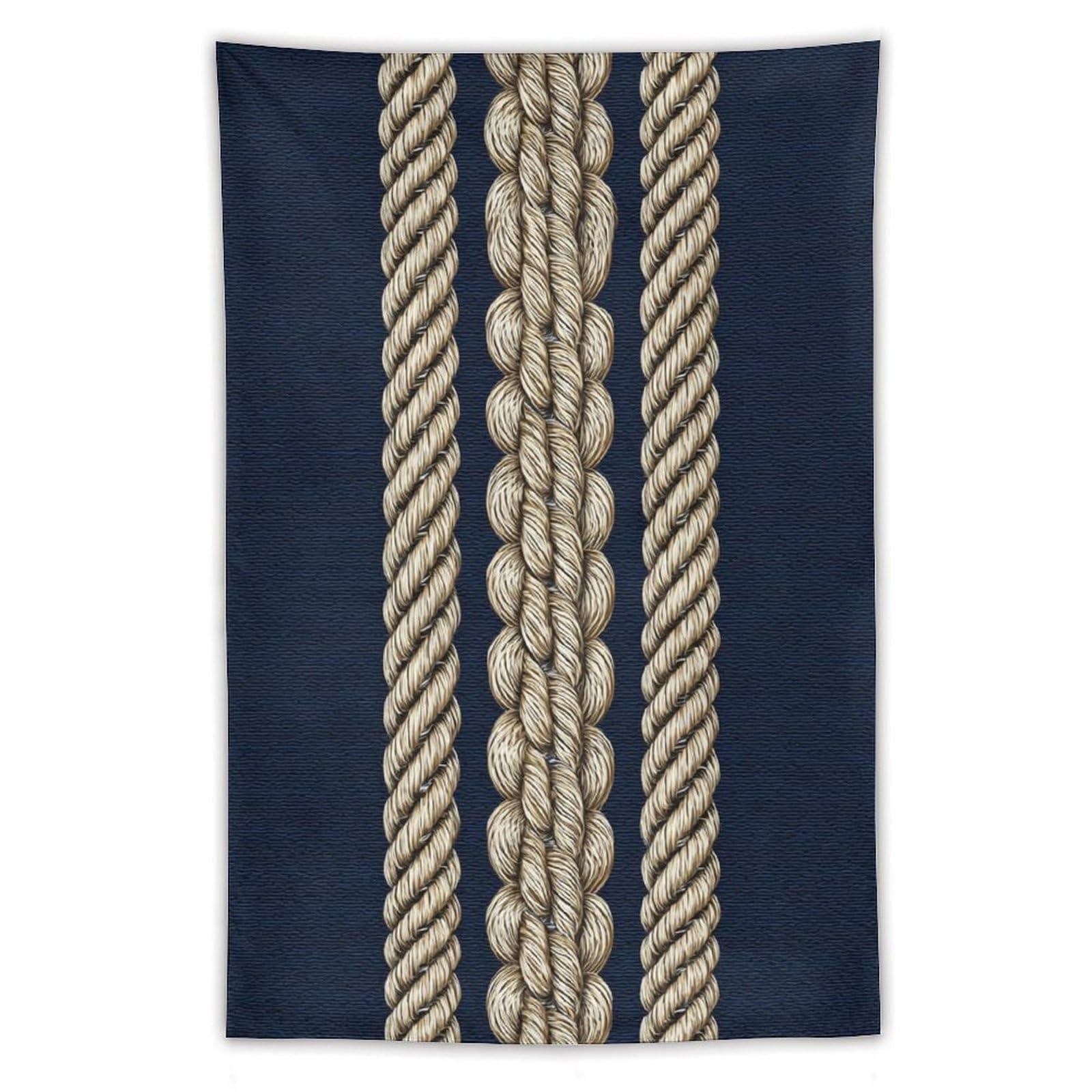 Jubonexis Beige Twisted Rope Texture on Navy Blue Tapestry Polyester Aesthetic Wall Hanging Bedroom Living Room Dorm Decor 40"x60"