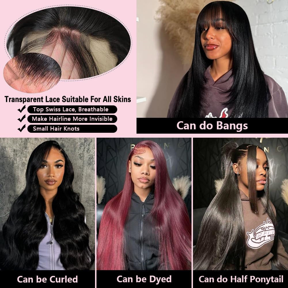 32Inch 13x6 Lace Front Wig Human Hair 200 Density Straight Pre Plucked Amazon.com : Mziio 32 Inch 13x6 Lace Front Wigs Human Hair  main image 2