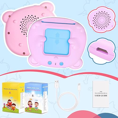 Vista 72 de Tarjetas flash parlantes en español e inglés para niños pequeños, tarjetas didácticas bilingües para aprender juguetes Montessori con 224 palabras