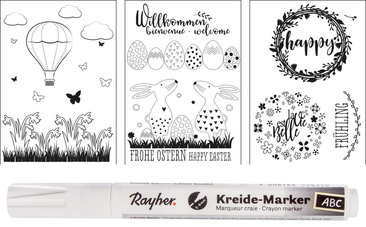 Rayher Window Coloring Pages Spring and Easter Black 1 Set