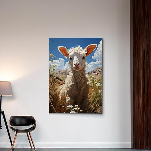 Grazing sheep on hillside painting, sheep sign, Inspirational, nature photography, sheep wall art, shabby chic decor