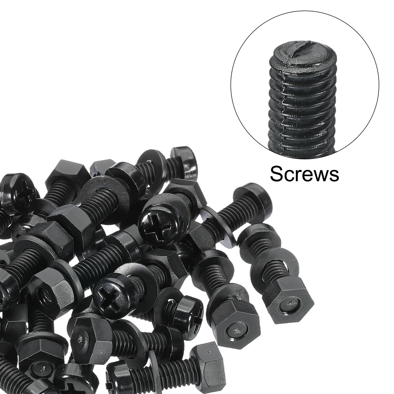 PATIKIL M6x20mm Black Nylon Bolts Plastic Nuts Full Thread Head Screws, 24 Pcs, M6*20mm - Image 4