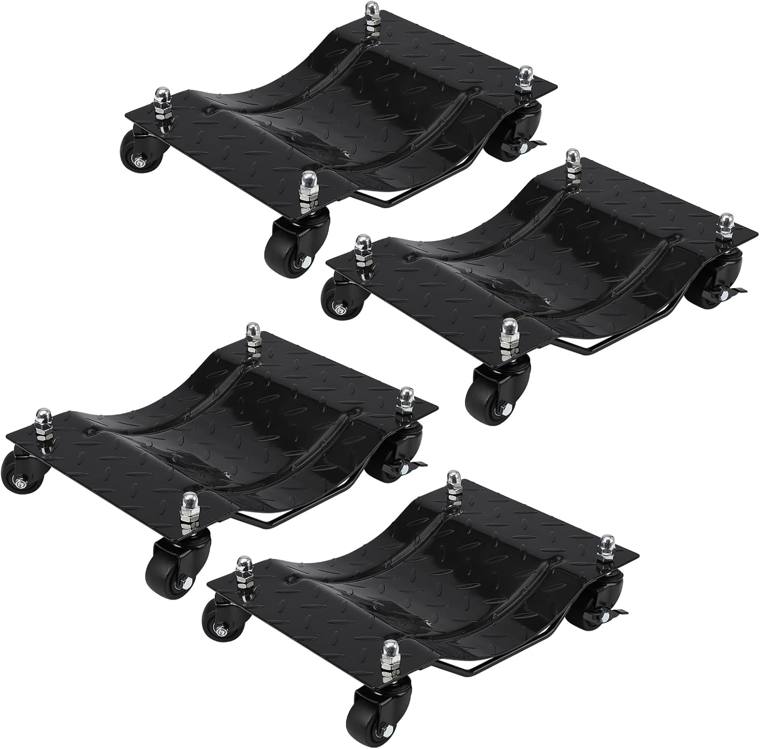 Towallmark Car Dolly, 4-Pack Tire Wheel Dolly Vehicle with 360° Rotational Wheel for Moving Cars, Trucks, Trailers, Motorcycles and Boats, Upgraded Nylon Wheels, Capacity 6000 lbs, Black