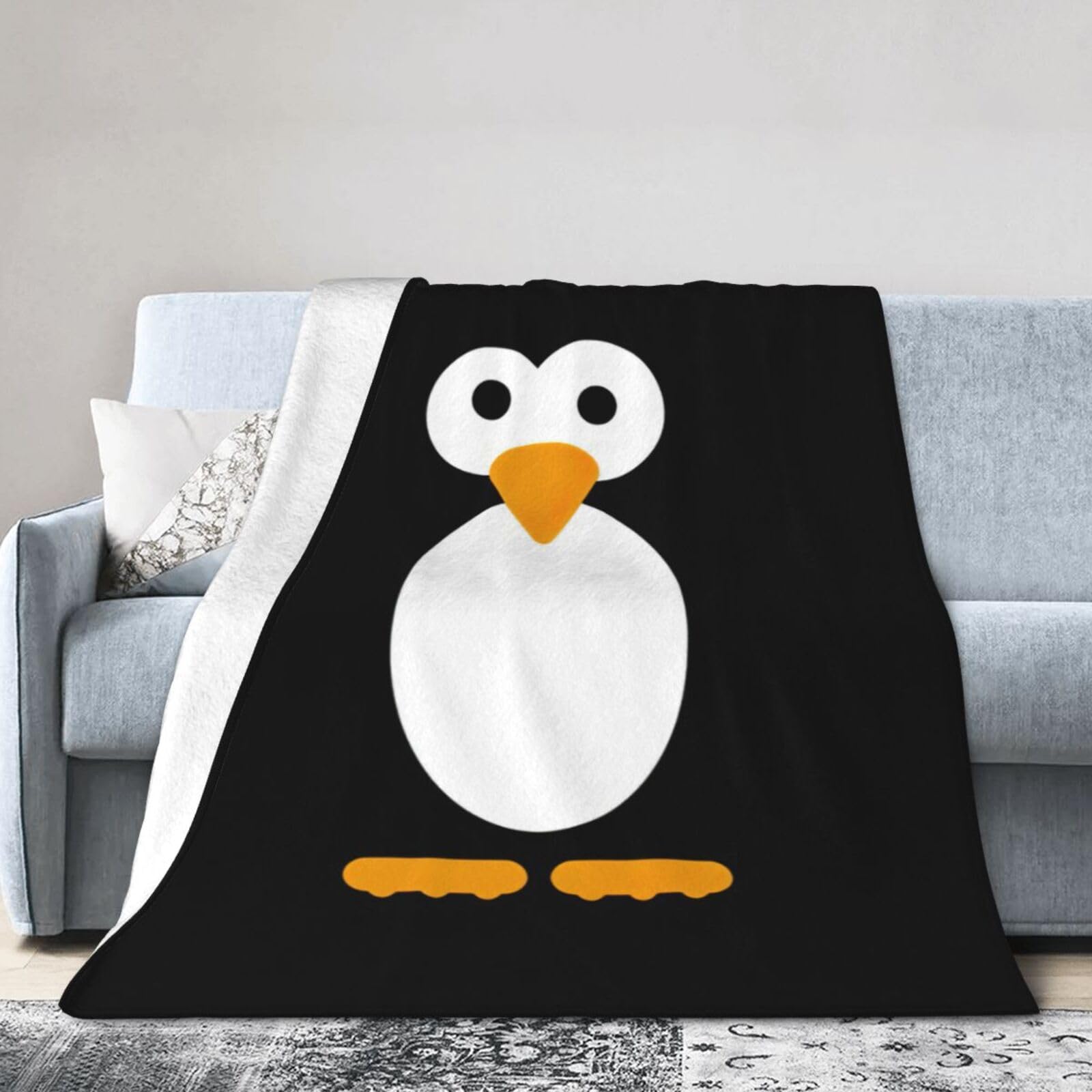Uusnwaa Soft Cosy Fleece Warm Throw Cute Penguin Print Blanket