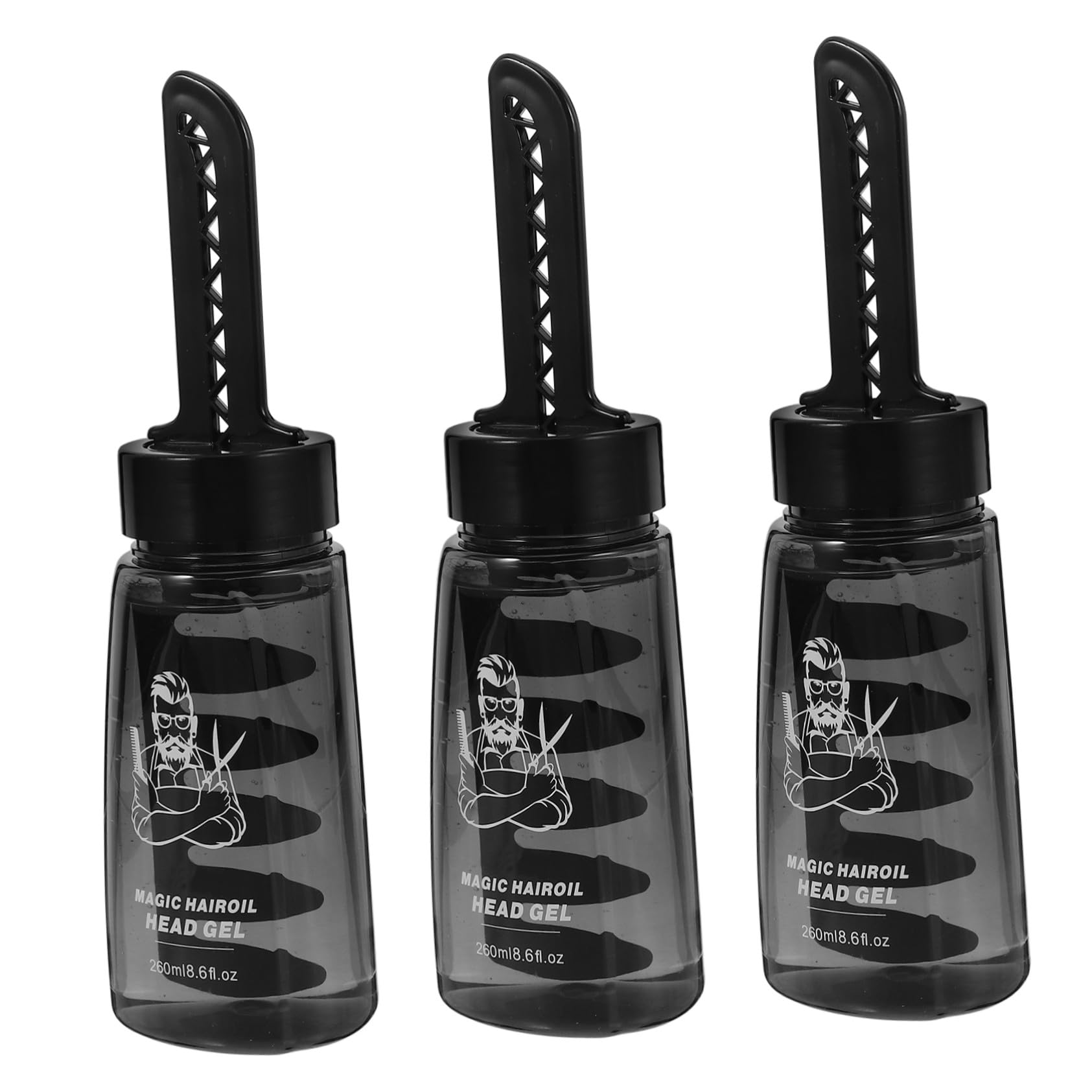 Cabilock Botella Dosificadora de Gel Fijador para Cabello 3 Unidades Tamaño Pequeño con Peine Aplicador para Hombres Peluquería y Peinado Profesional Reutilizable