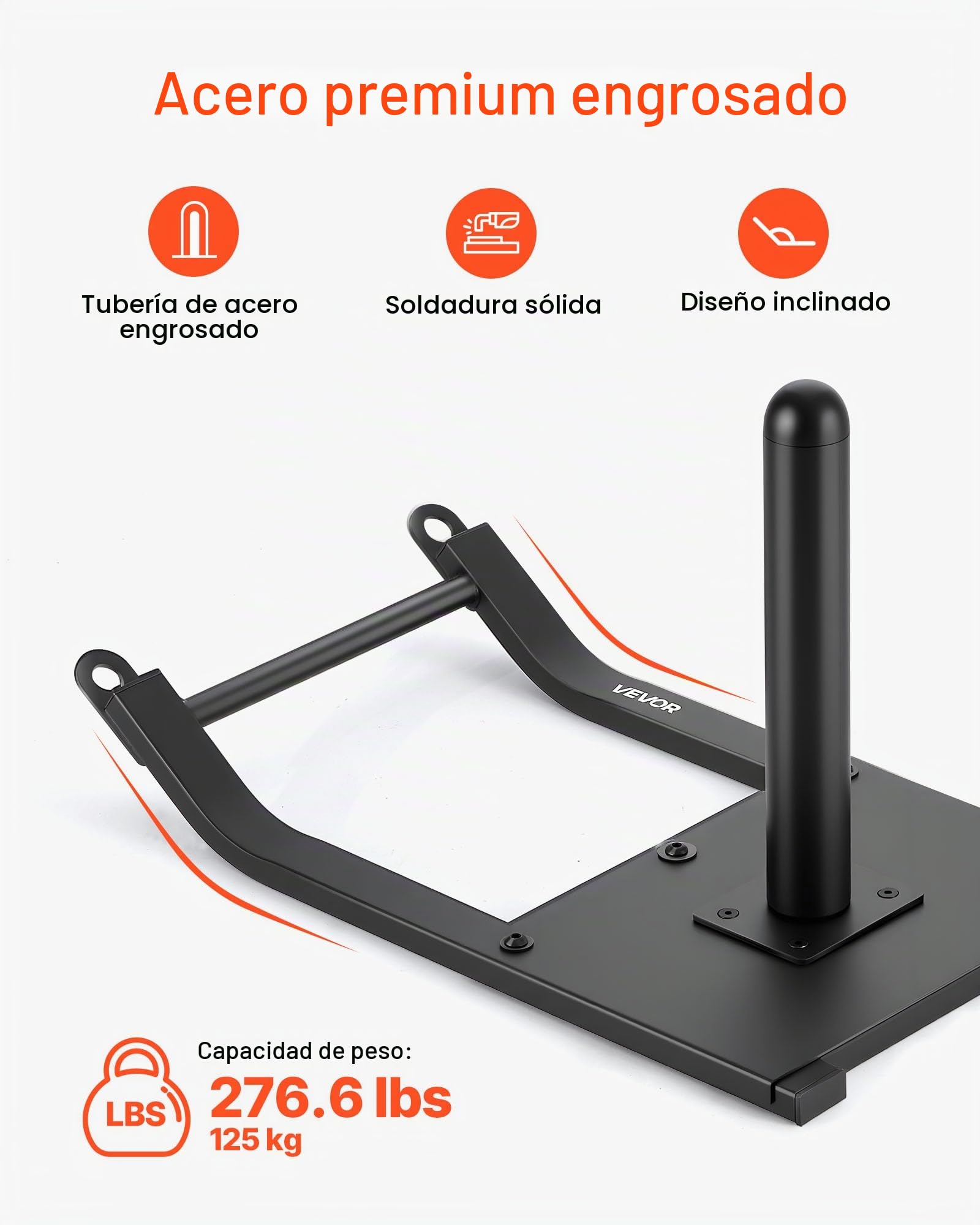 VEVOR Trineo de Pesas de Acero Q235, Trineo de Entrenamiento de Fuerza para Mejorar la Velocidad en Ejercicios Atléticos, Equipo de Fitness con Arnés, Compatible con Discos de 25/51 mm, Negro