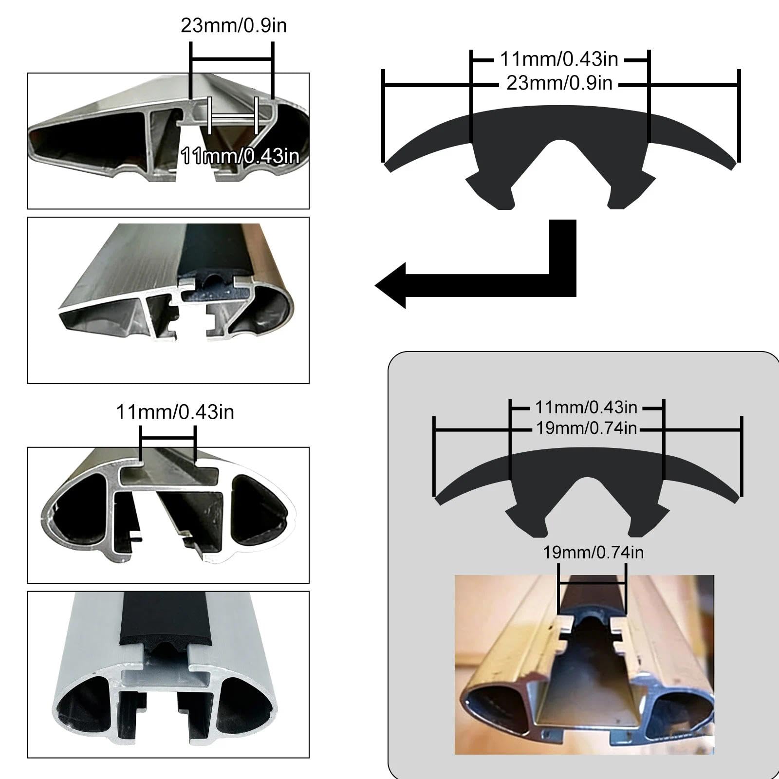 Dachträger Gummistreifen 3 m, Auto Dachträger Dichtung 23 mm, Universeller Gummistreifen für Autodachträger, Reduziert Windgeräusche & Abdichtet Dachreling ohne Werkzeug - 5