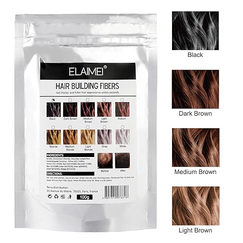 Miniatura 7 de Polvo de repuesto en aerosol de fibras capilares, 3.53 oz, marrón oscuro, corrector de pérdida de cabello fino, sin detectar y sin perfume, botella