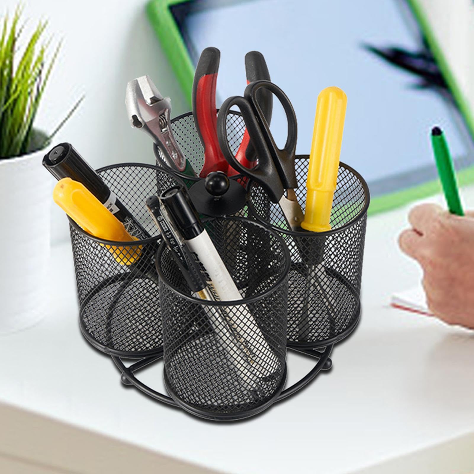 Portautensili Da Cucina Girevole 360° - Con 8 Ganci, Acciaio, 21.5x21.5x44cm - Foto 10