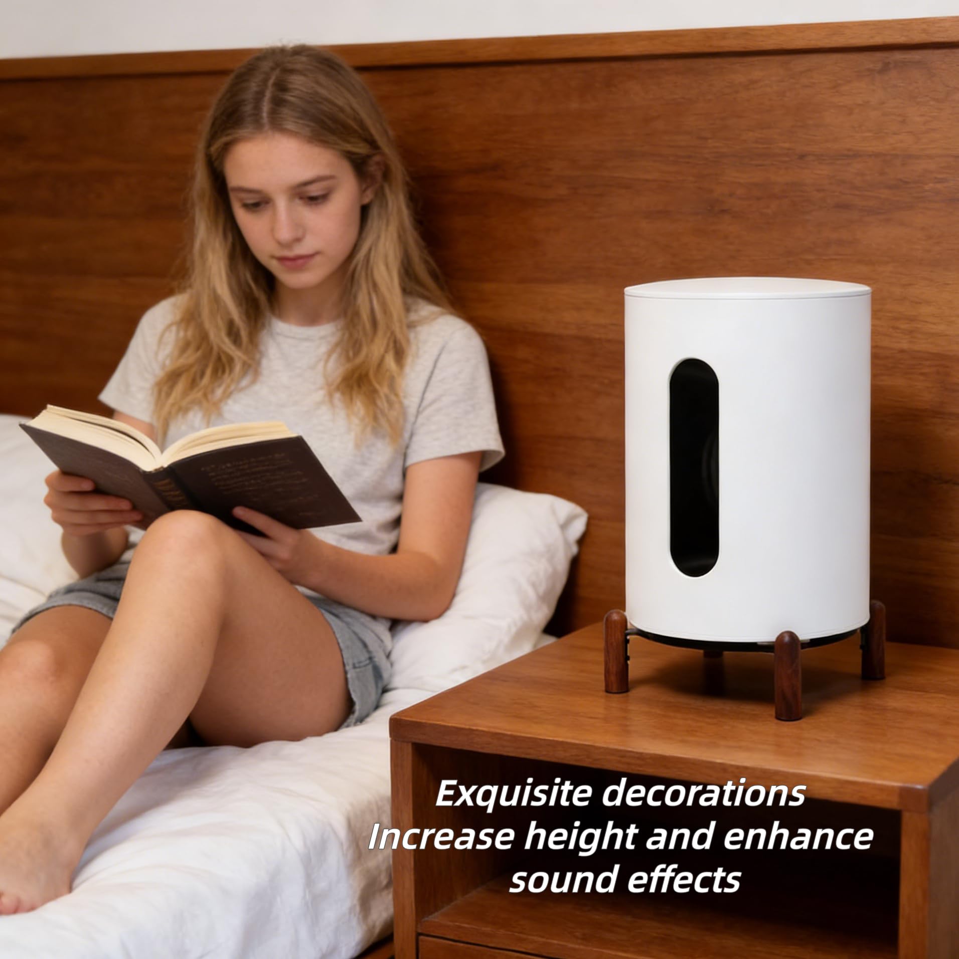 Supporto per altoparlante da tavolo per Sonos Sub Mini e tutti gli altoparlanti intelligenti di dimensioni adeguate (gambe in noce nero)