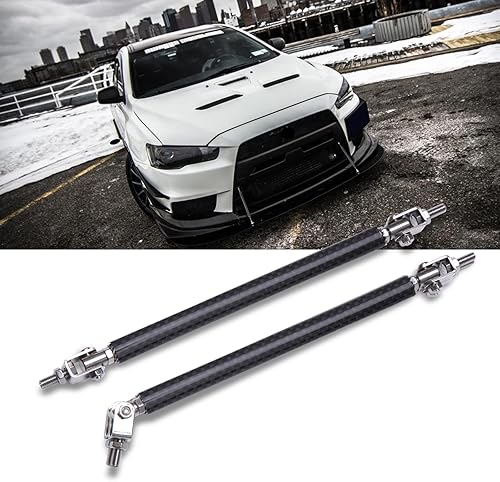 Vista 17 de DREAMIZER 2× Juego universal de varillas divisoras de soporte para labio de parachoques delantero, ajustables de 10"-13", barra de unión de puntal