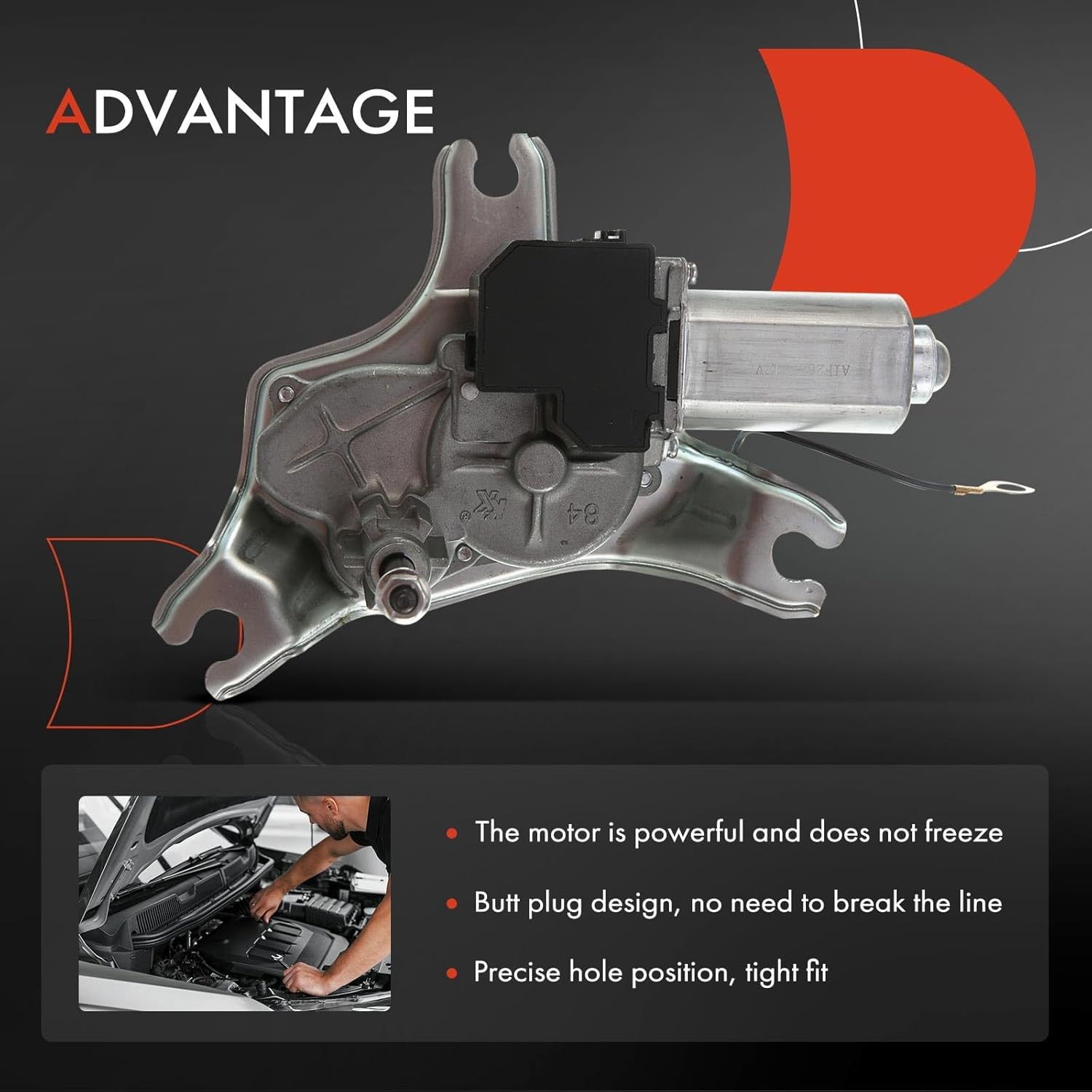 A-Premium Rear Windshield Wiper Motor Compatible with Toyota Vehicles - Highlander 2001-2007, 2.4L 3.0L 3.3L, Sport Utility, 3-Pin - Replace# 8513048020