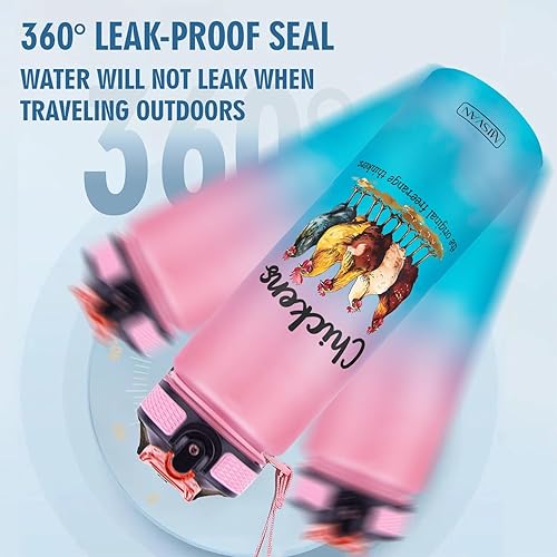 Vista 4 de Botellas de agua de 32 onzas, con marcador de tiempo, botella de agua reutilizable, botella de agua deportiva, botellas de agua de plástico, botella