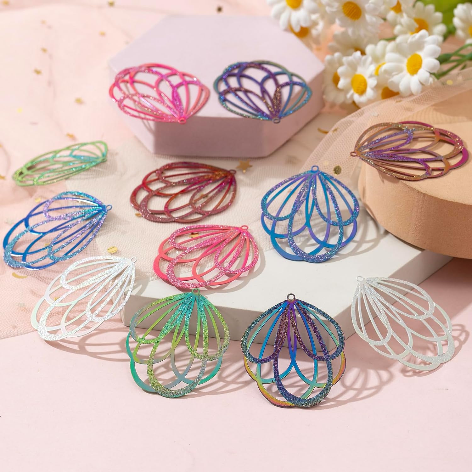 Dazzling Colorful Filigree Charms Hollow Out Multicolor Geometric Filigree Pendants for DIY Jewelry Making Earrings Necklaces Components - Image 5