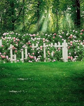 AOFOTO 4x5ft Romantic Garden Photography Studio خلفية الزفاف خلفية زهور الربيع سياج مرج المراعي فتاة عشاق طفل رضيع طفل صغير صورة فنية غابة Photoshoot Props Video Drape