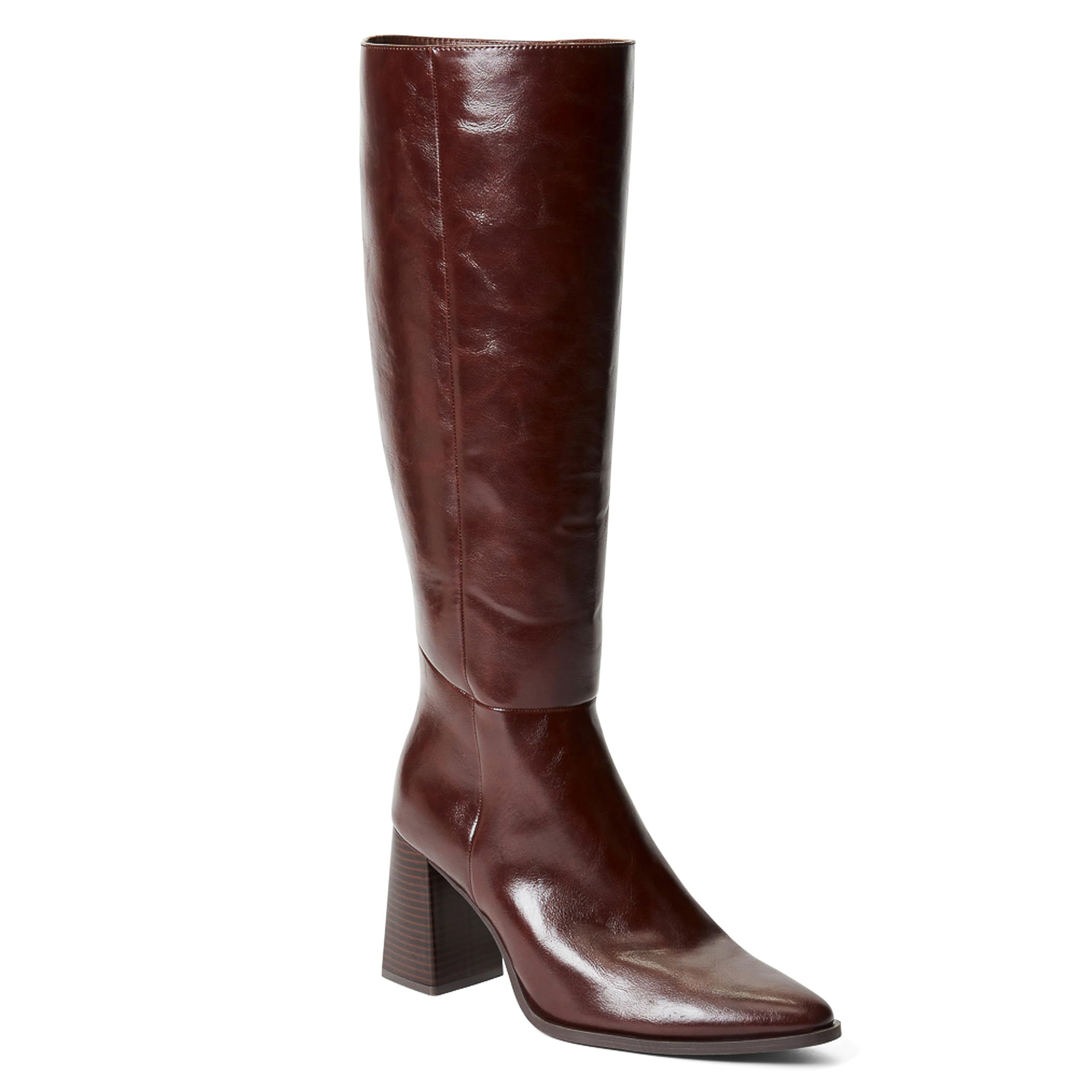 JustFabKnee High Boots Womens Pointed Toe Tall Boots Chunky Heel Long Boots Side Zipper Fashion Boots - CAITE