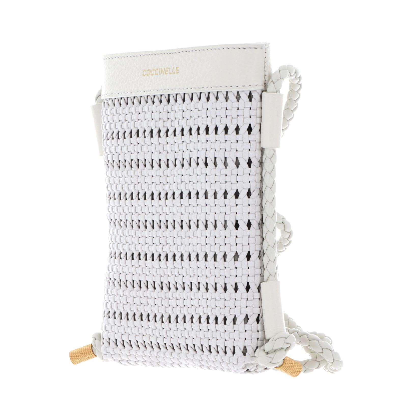 Coccinelle Leder Handytasche I-Tech Phone Holder Woven White/White weiß