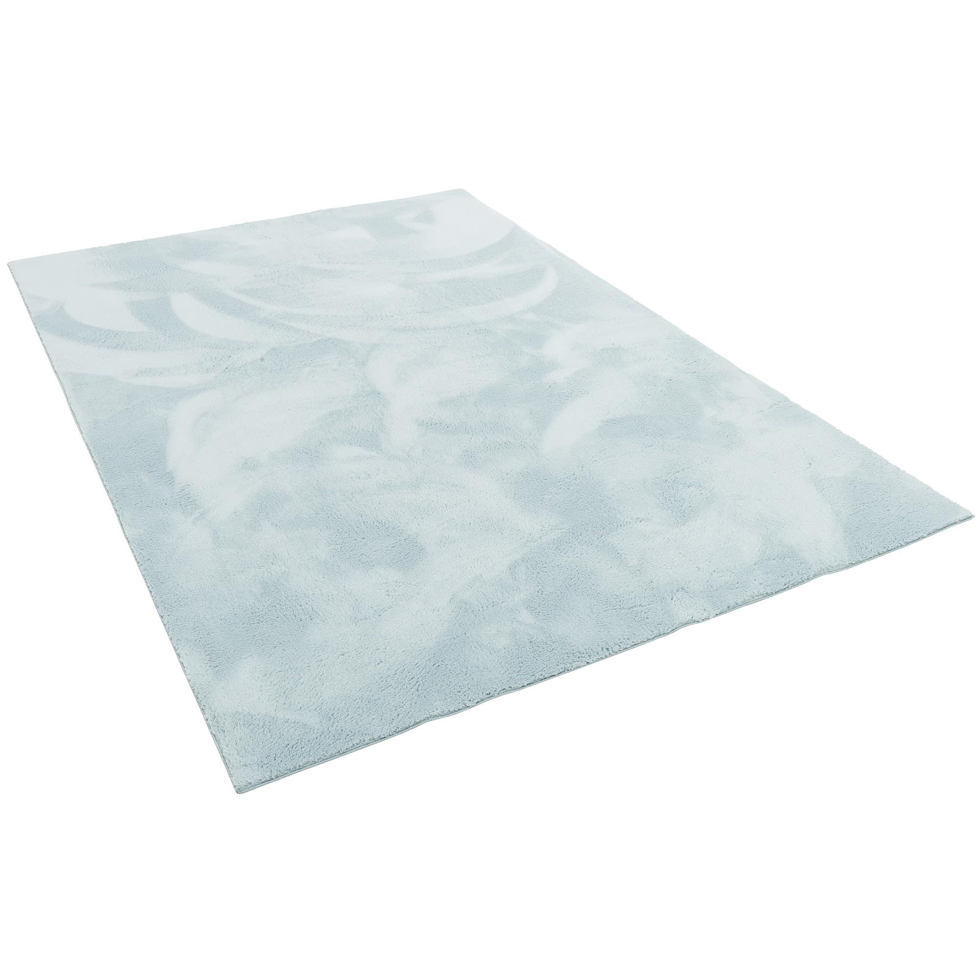 Pergamon Luxus Fellteppich Pearl Pastell Blau – Weicher Kunstfell Hochflor Shaggy Teppich