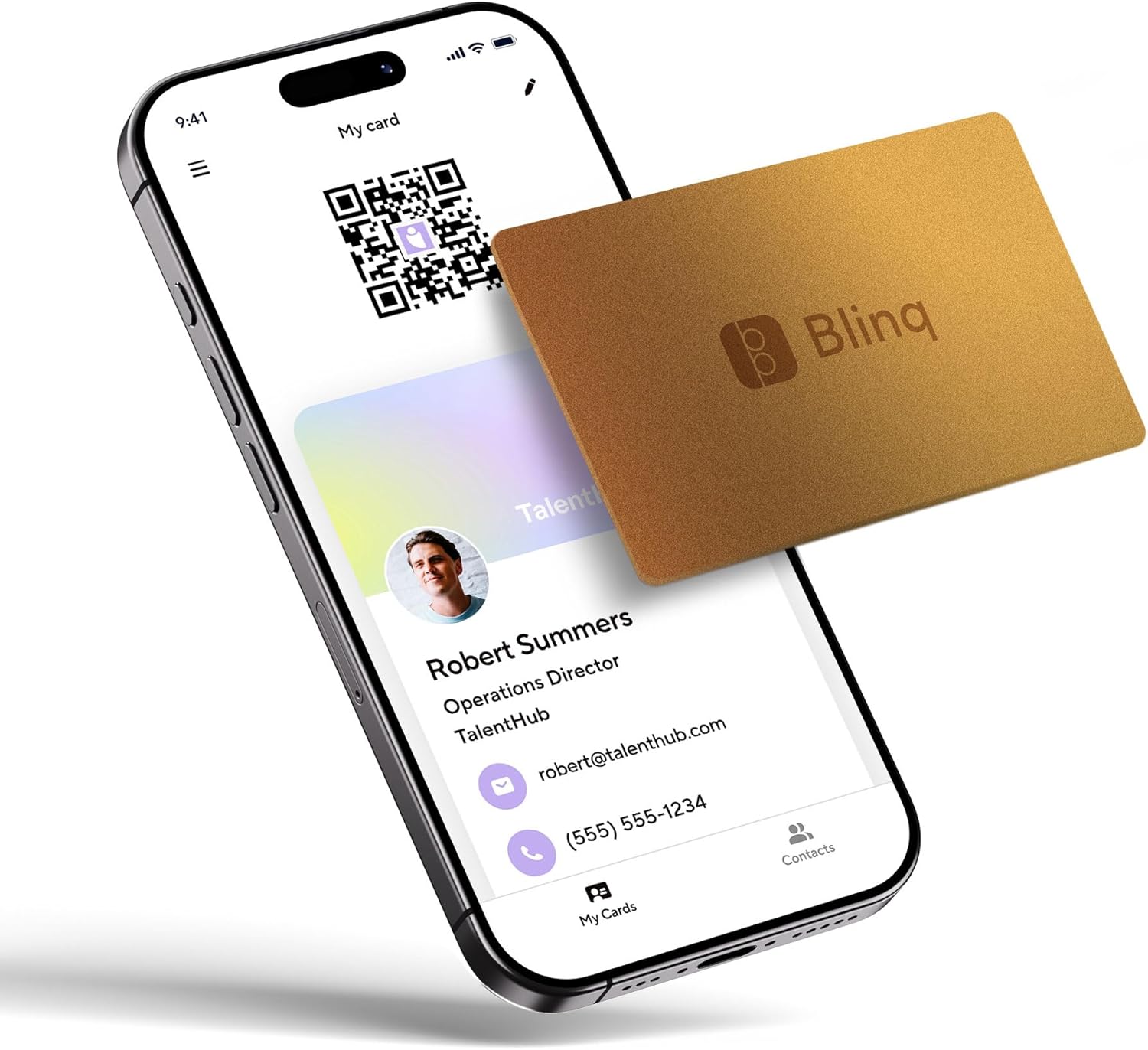 Blinq Metal NFC Card - Digital Business Card - Tap to Share - Compatible with iPhone & Android (Champagne)