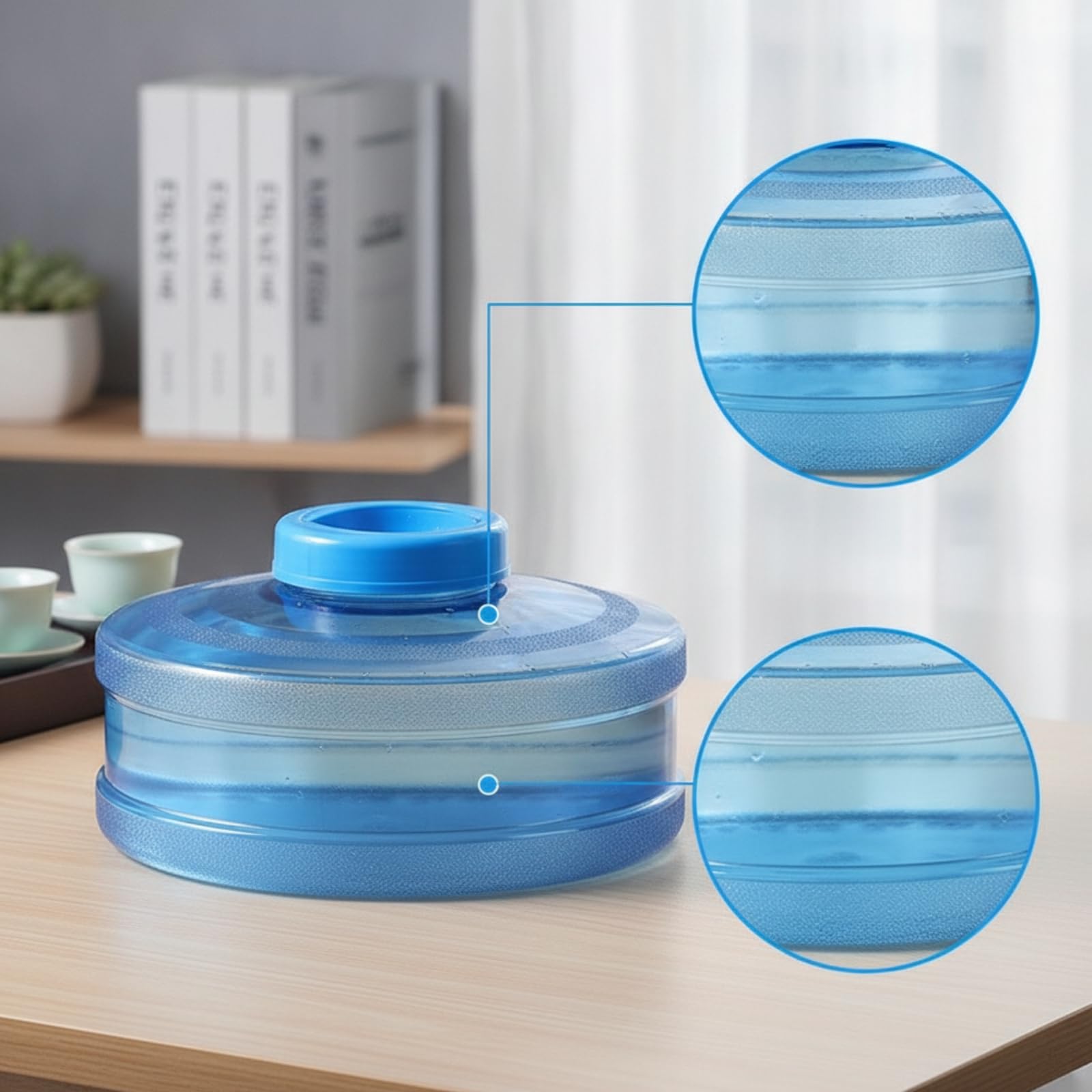 Cubo Agua bajo y Redondo Cubo Agua Plástico Alimentario Portátil para Hogar, Espacios Reducidos, 10L